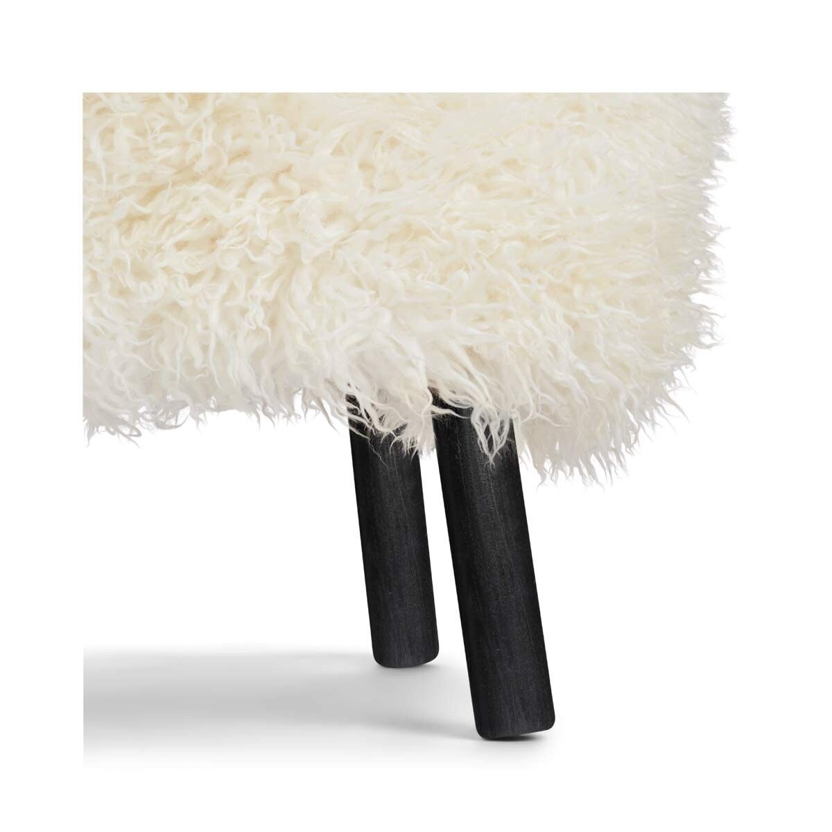 Repose-pieds Emily | Peau de mouton  | Laine longue Blanche-Neige