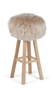 Tabouret de bar Theo + housse | Pieds en chêne | Peau de mouton de Nouvelle-Zélande