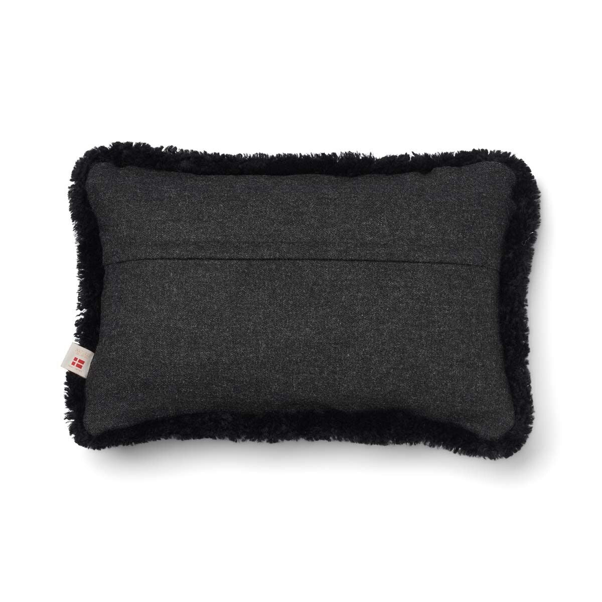 Coussin en laine courte de mouton | garniture SW | 34x52 cm Fusain/Noir