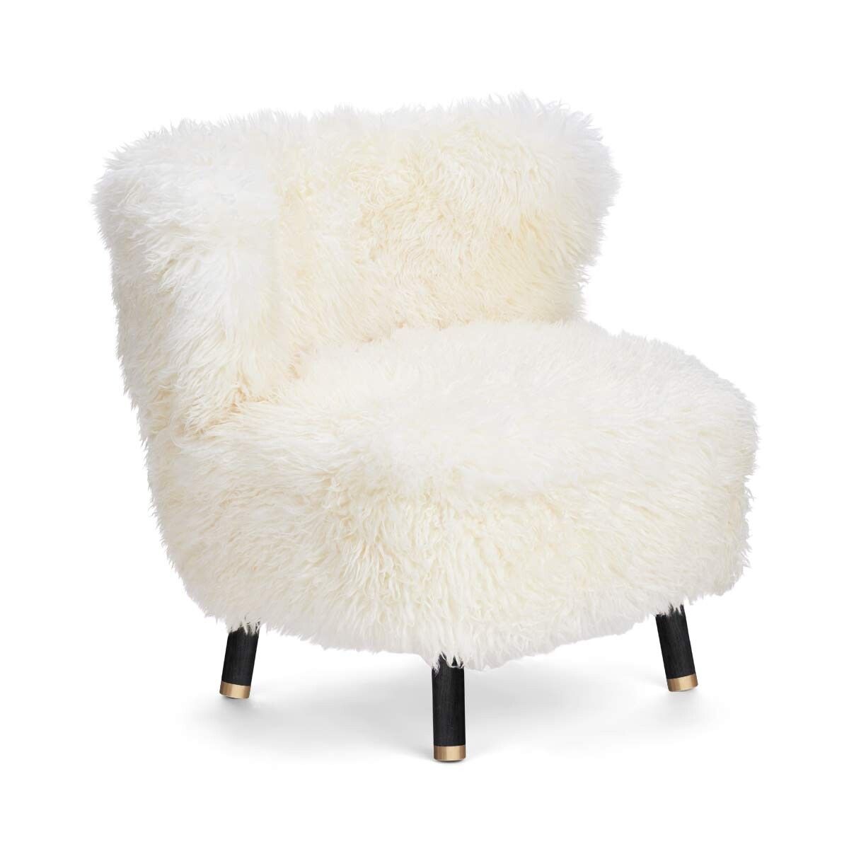 Emil Lounge Chair | Brass | Long Wool
