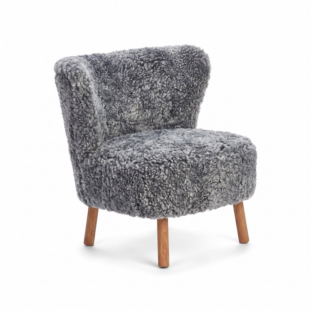 Fauteuil lounge Emil | Laine courte Gris Léger