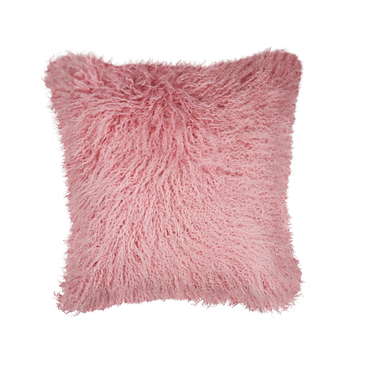 Coussin en peau de mouton tibétain | 50x50 cm Lady Pink
