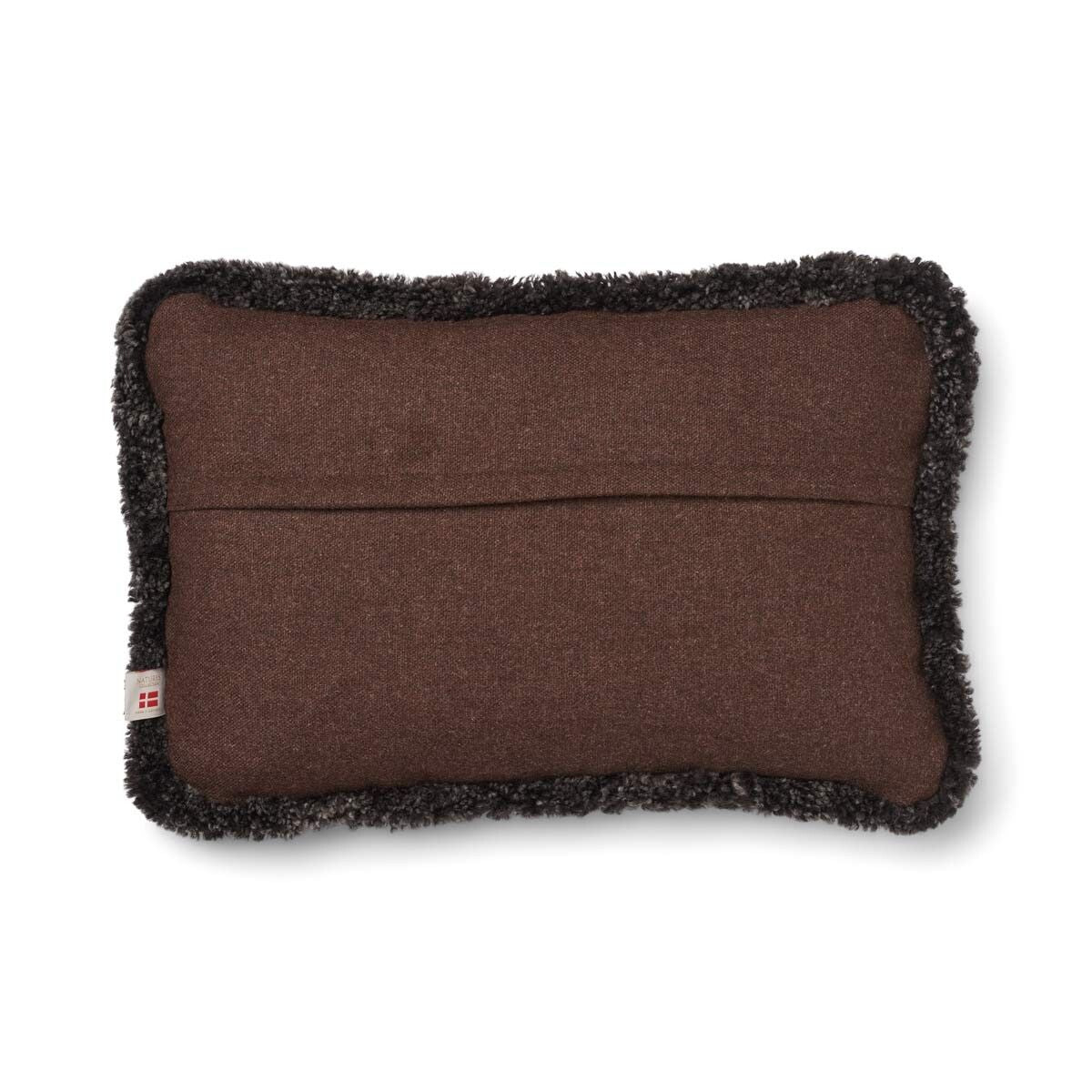 Coussin en laine courte de mouton | garniture SW | 52x52 cm | 34x52 cm Marron/Cappuccino