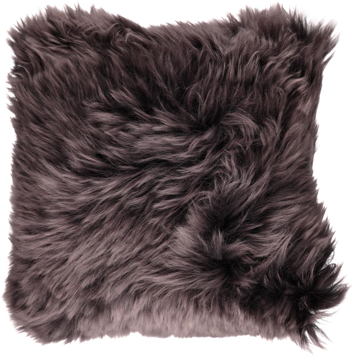 Coussin en peau de mouton longue laine | 35x35 cm Noyer