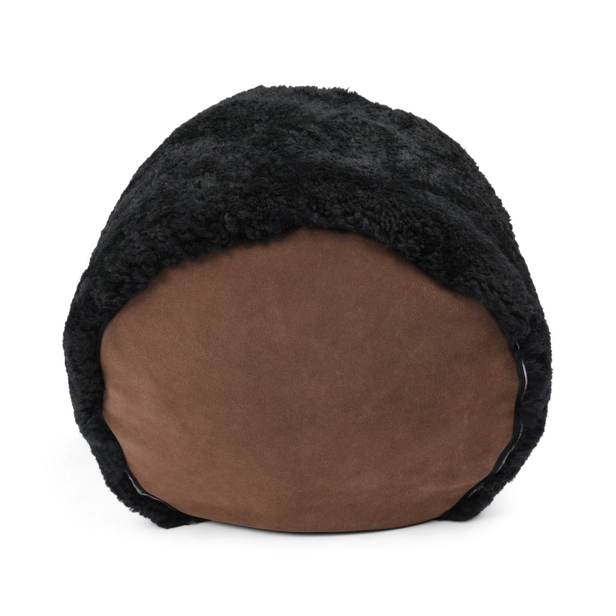 Pouf en peau de mouton bouclée | Laine courte Noir
