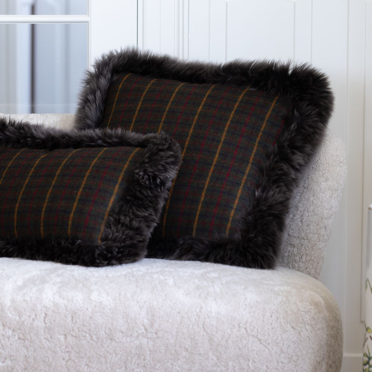 Coussin en laine | double face | garniture LW | 52x52 cm Cacao-Marron foncé/Taupe