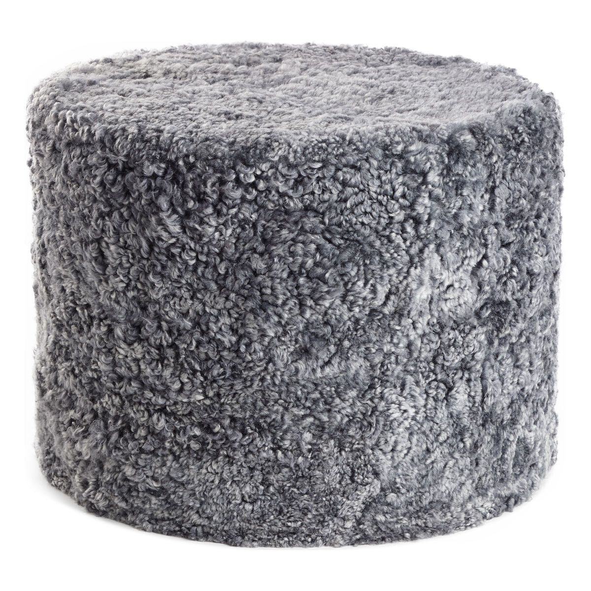 Short Wool Curly Sheepskin Pouf