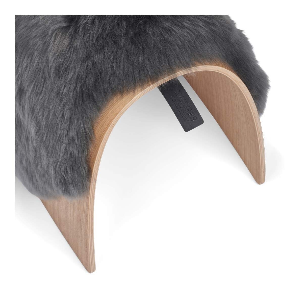 Dessus de tabouret en peau de mouton | Laine longue Acier