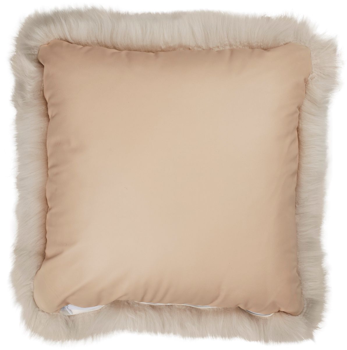 Coussin en laine de mouton longue | Laine longue | Support en cuir | 50x50 cm Linge