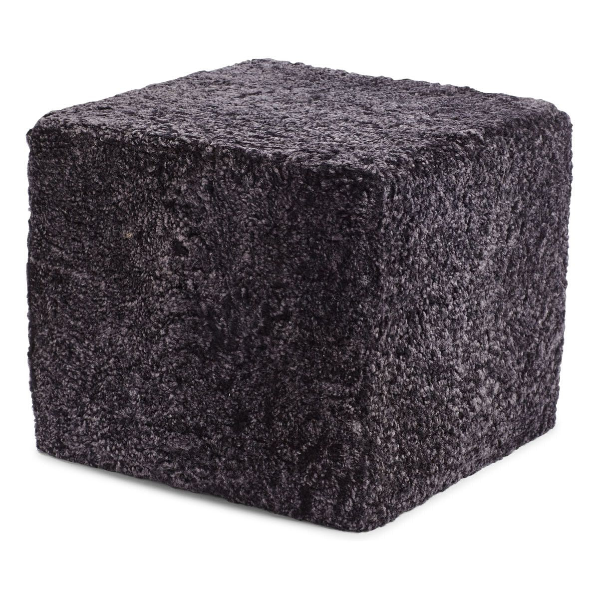 Short Wool Curly Sheepskin Pouf