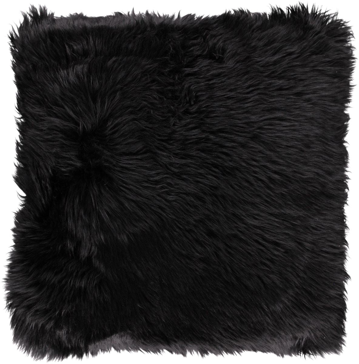 Coussin en peau de mouton longue laine | 35x35 cm Noir