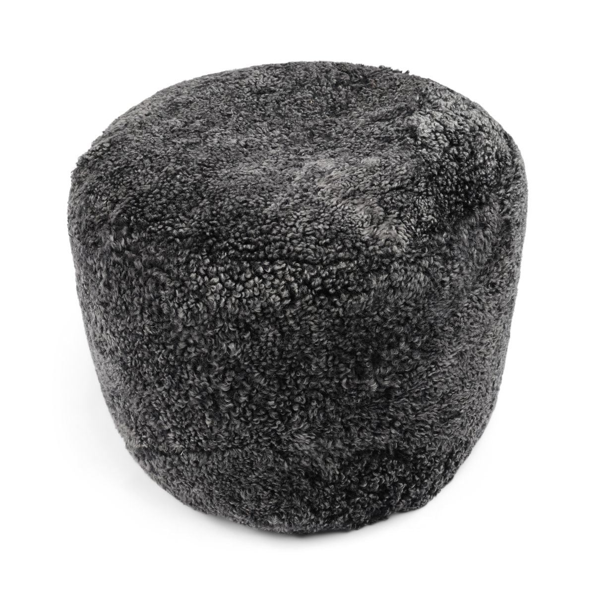 Pouf en peau de mouton bouclée | Laine courte Anthracite
