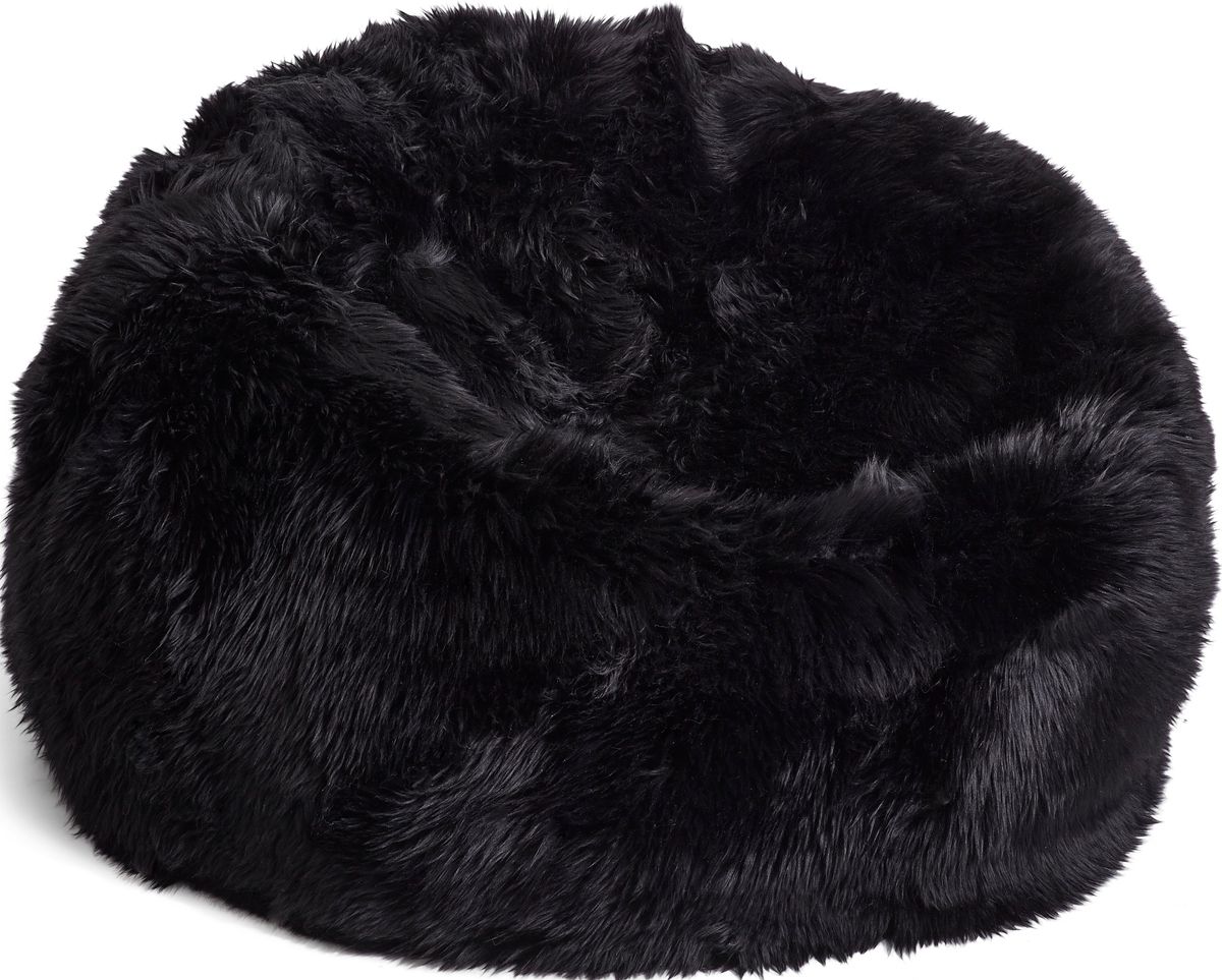 Pouf rond en peau de mouton | Laine longue | Taille M ou L