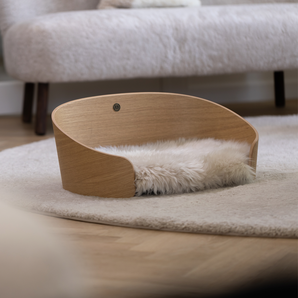 Lit pour animaux de compagnie Chêne noir/peau de mouton noir