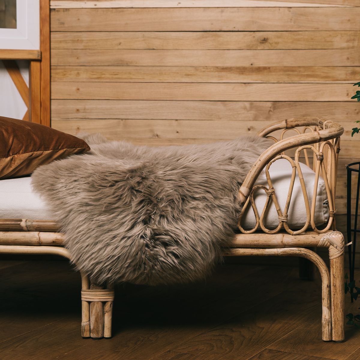 Peau de mouton de Nouvelle-Zélande à laine longue 100 cm Taupe