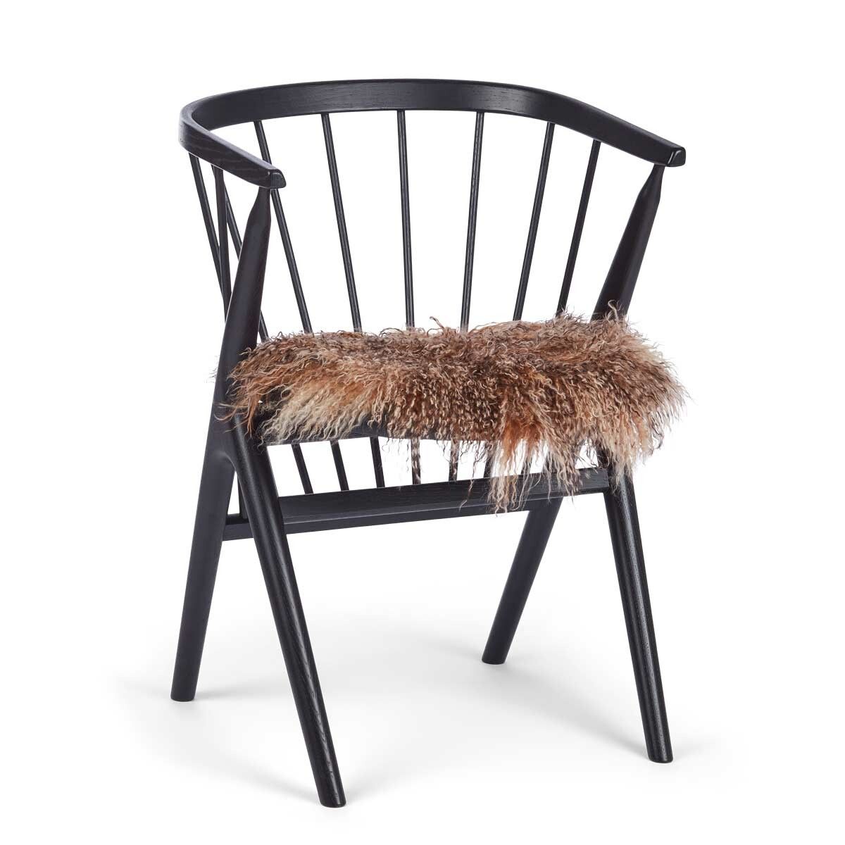 Dessus de siège en peau de mouton tibétaine | Ø38 cm Coucher de soleil