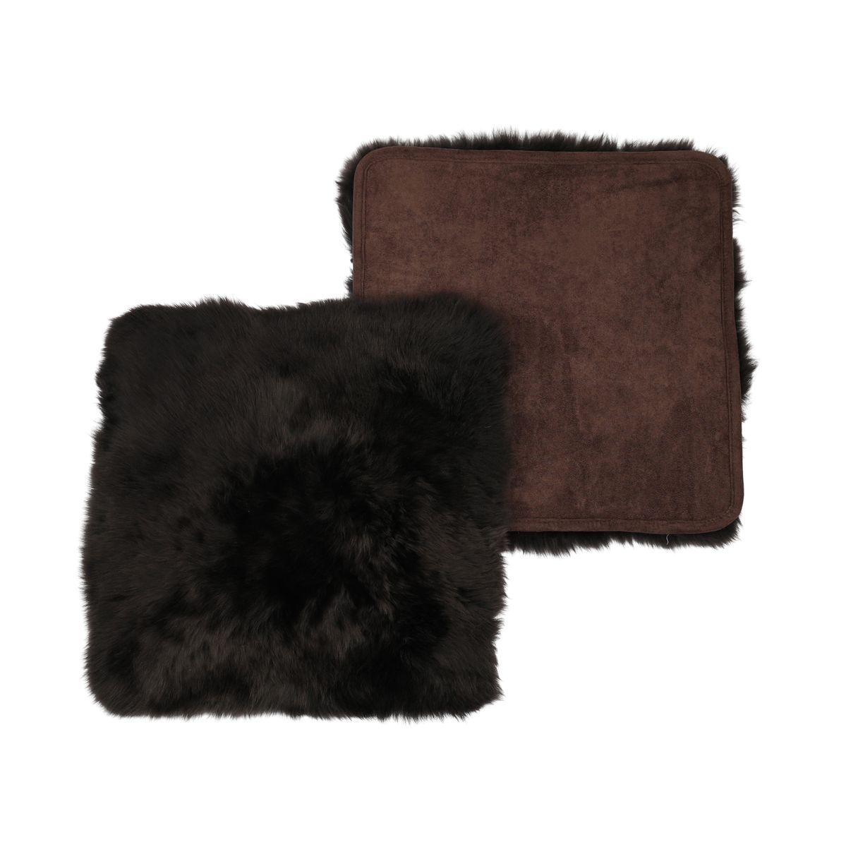 Dessus de siège avec envers | Laine longue | Nouvelle-Zélande | 40 × 40 cm Chocolat