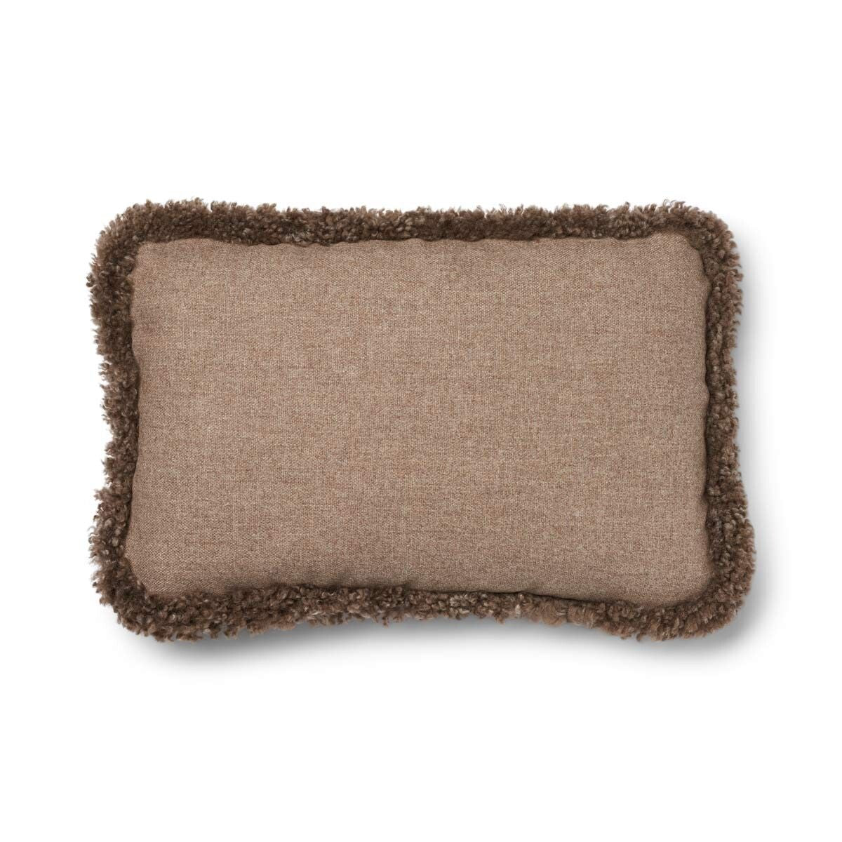 Coussin en laine courte de mouton | garniture SW | 52x52 cm | 34x52 cm Beige/Taupe
