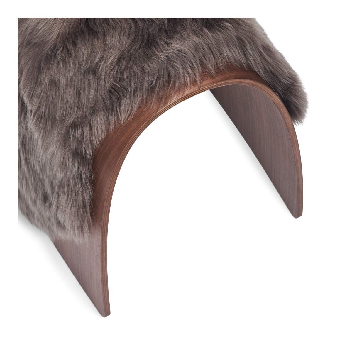 Dessus de tabouret en peau de mouton | Laine longue Noyer