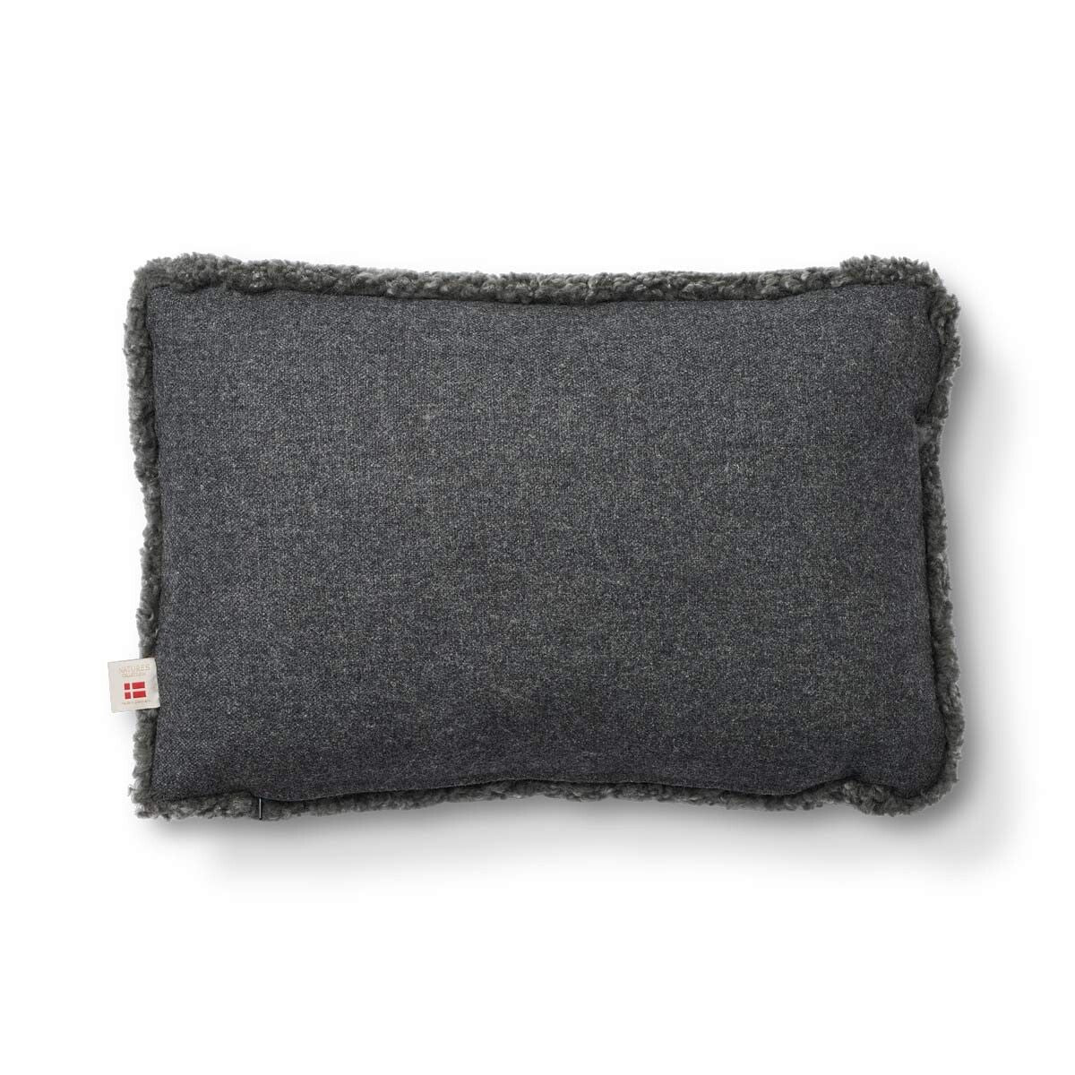 Coussin en laine courte de mouton - 52x52 cm Roche/Graphite