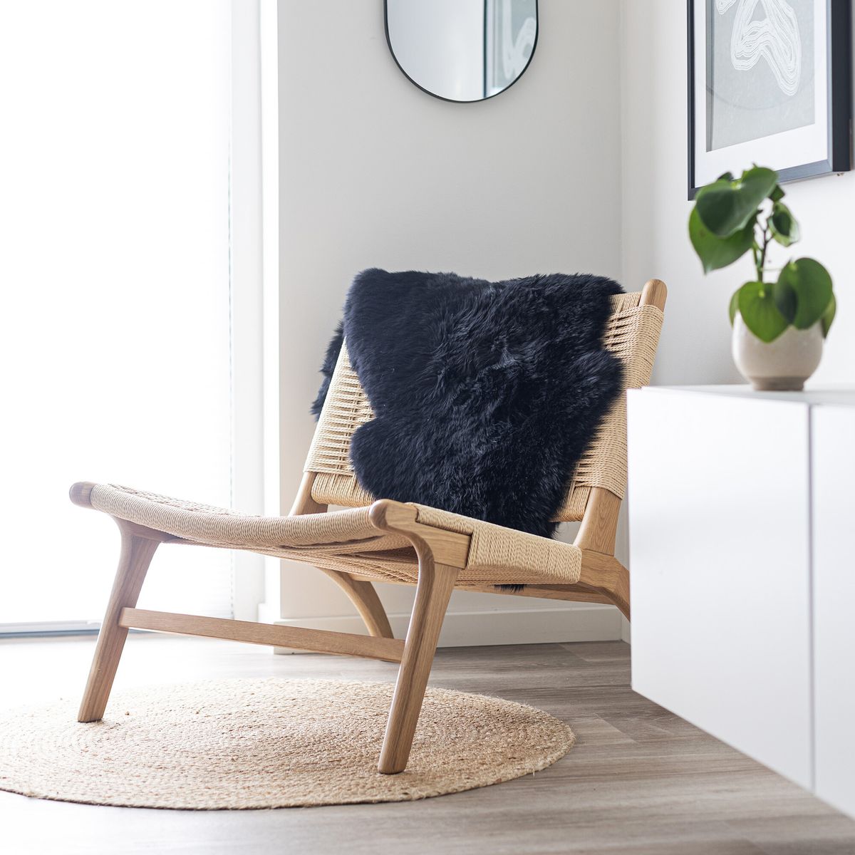 Tapis en peau de mouton mérinos | Laine longue | 90x60 cm