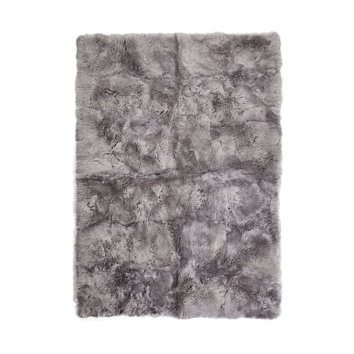 Tapis design en peau de mouton à laine longue Gris Léger