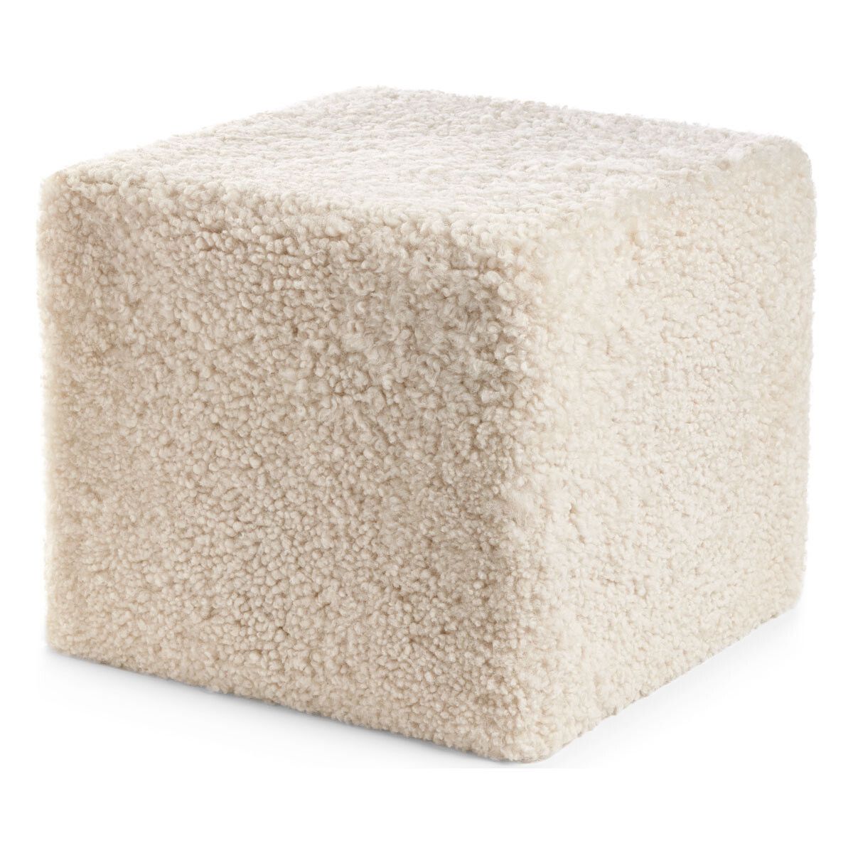 Short Wool Curly Sheepskin Pouf