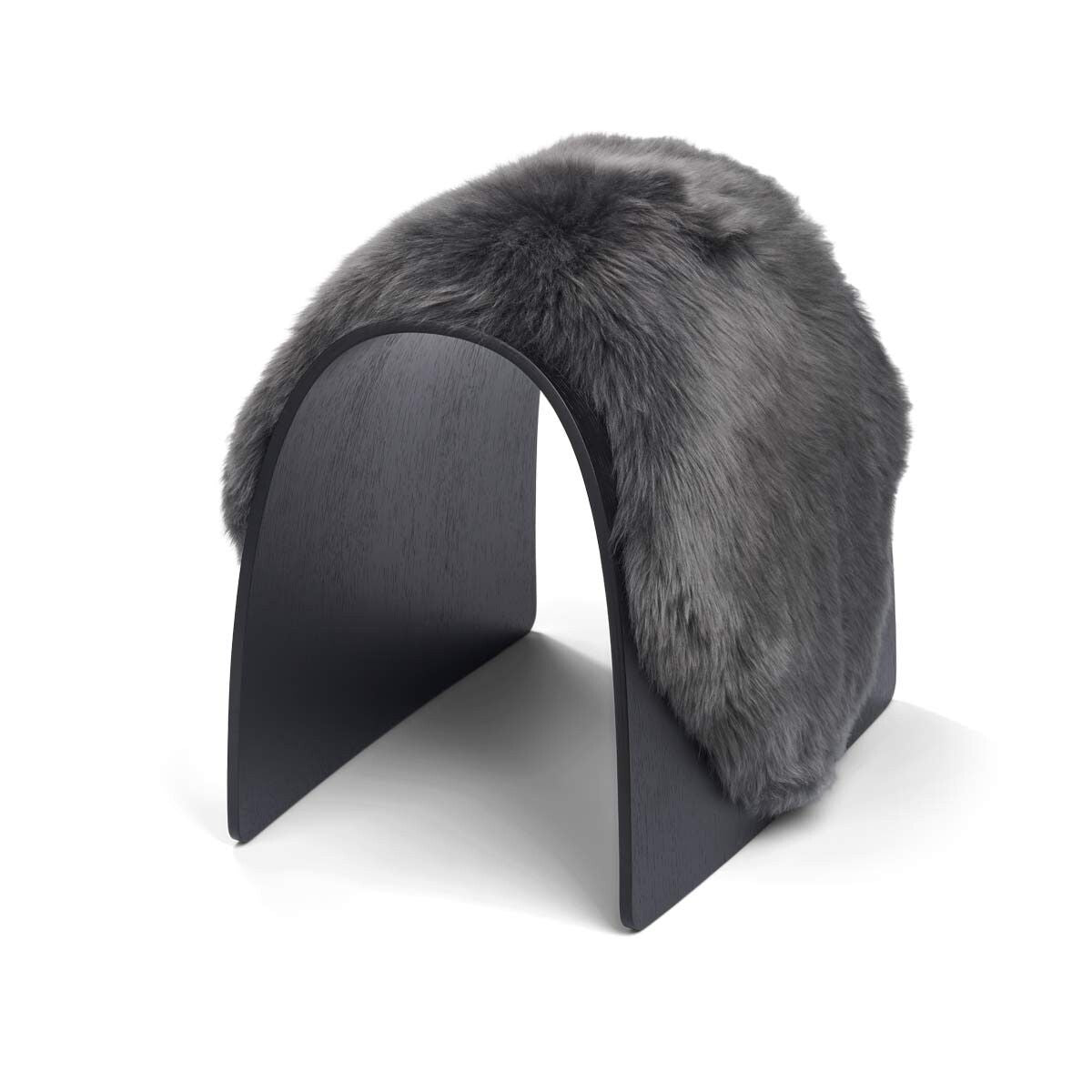 Dessus de tabouret en peau de mouton | Laine longue Acier