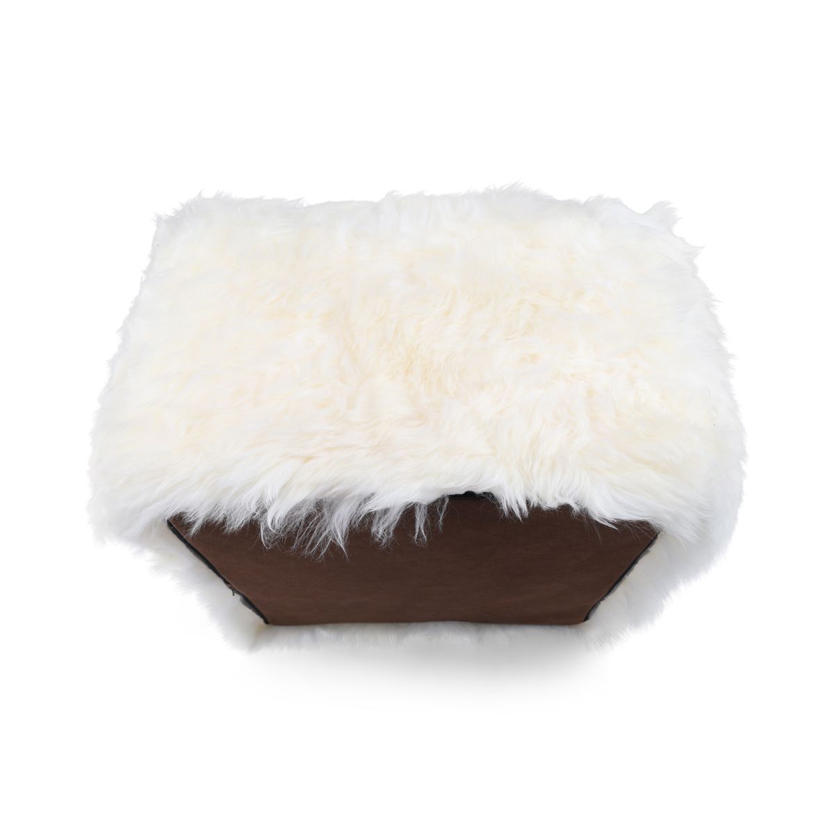 Pouf en peau de mouton | Laine longue Ivoire