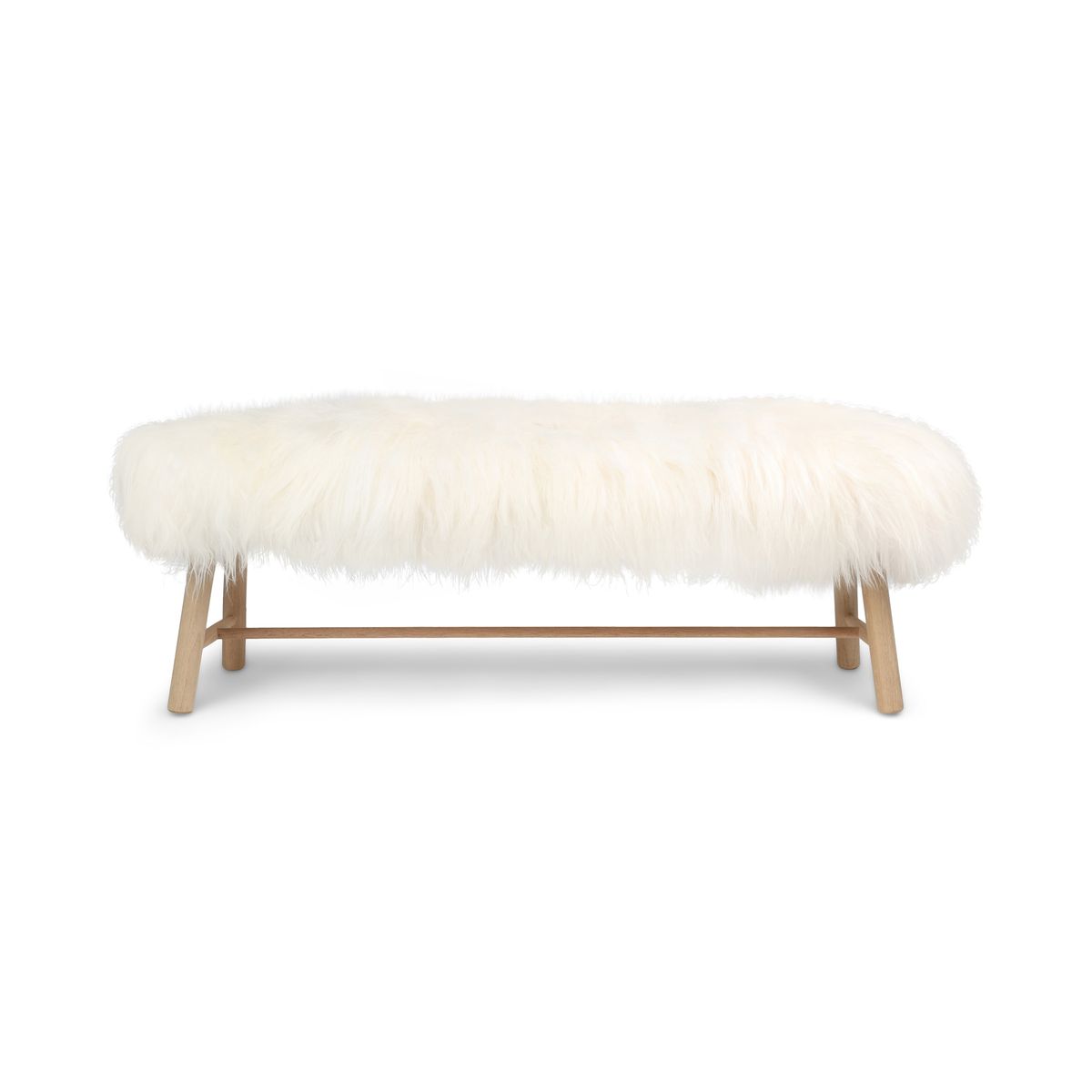Banc Theo | Peau de mouton tibétaine | Pieds en chêne