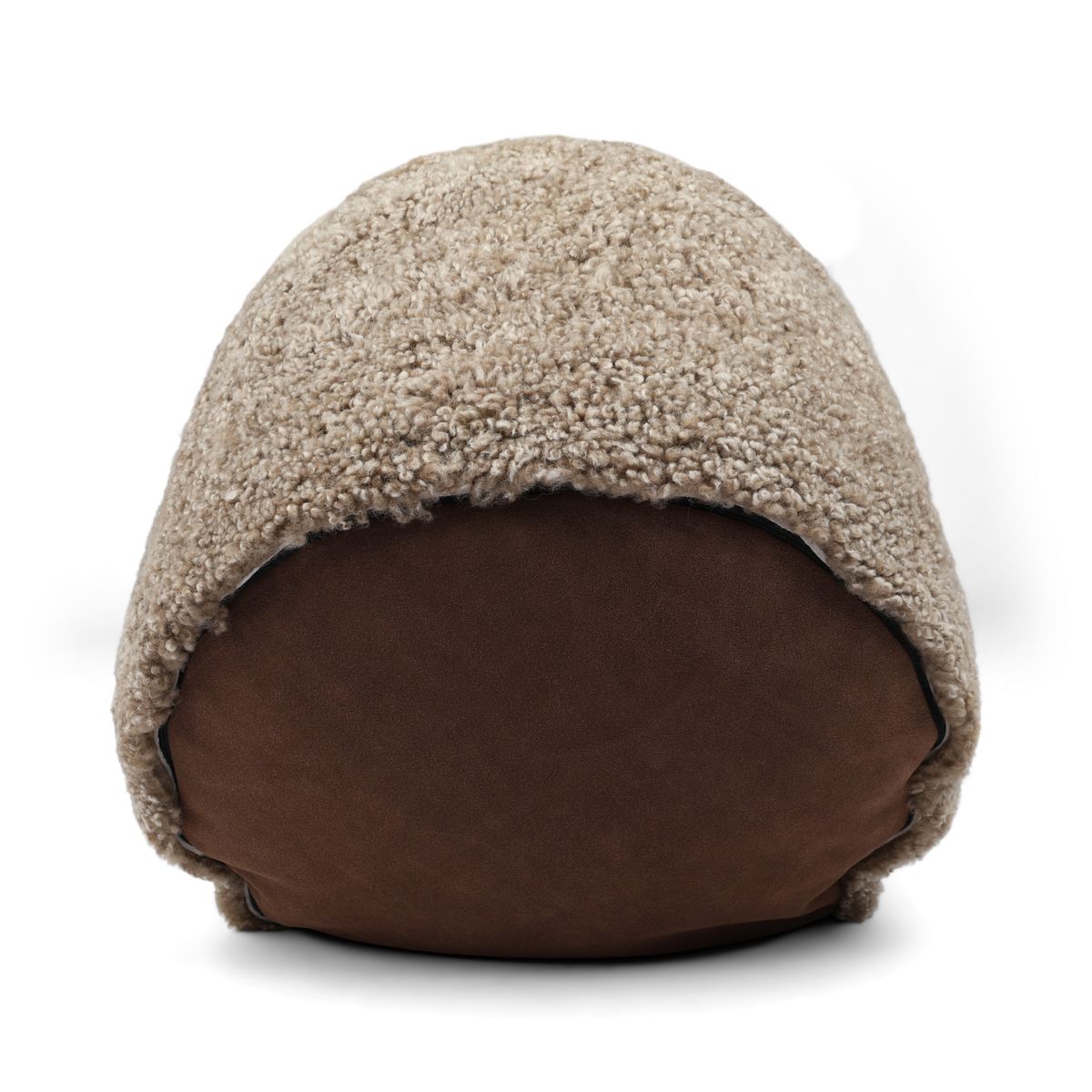 Pouf en peau de mouton bouclée | Laine courte Sable