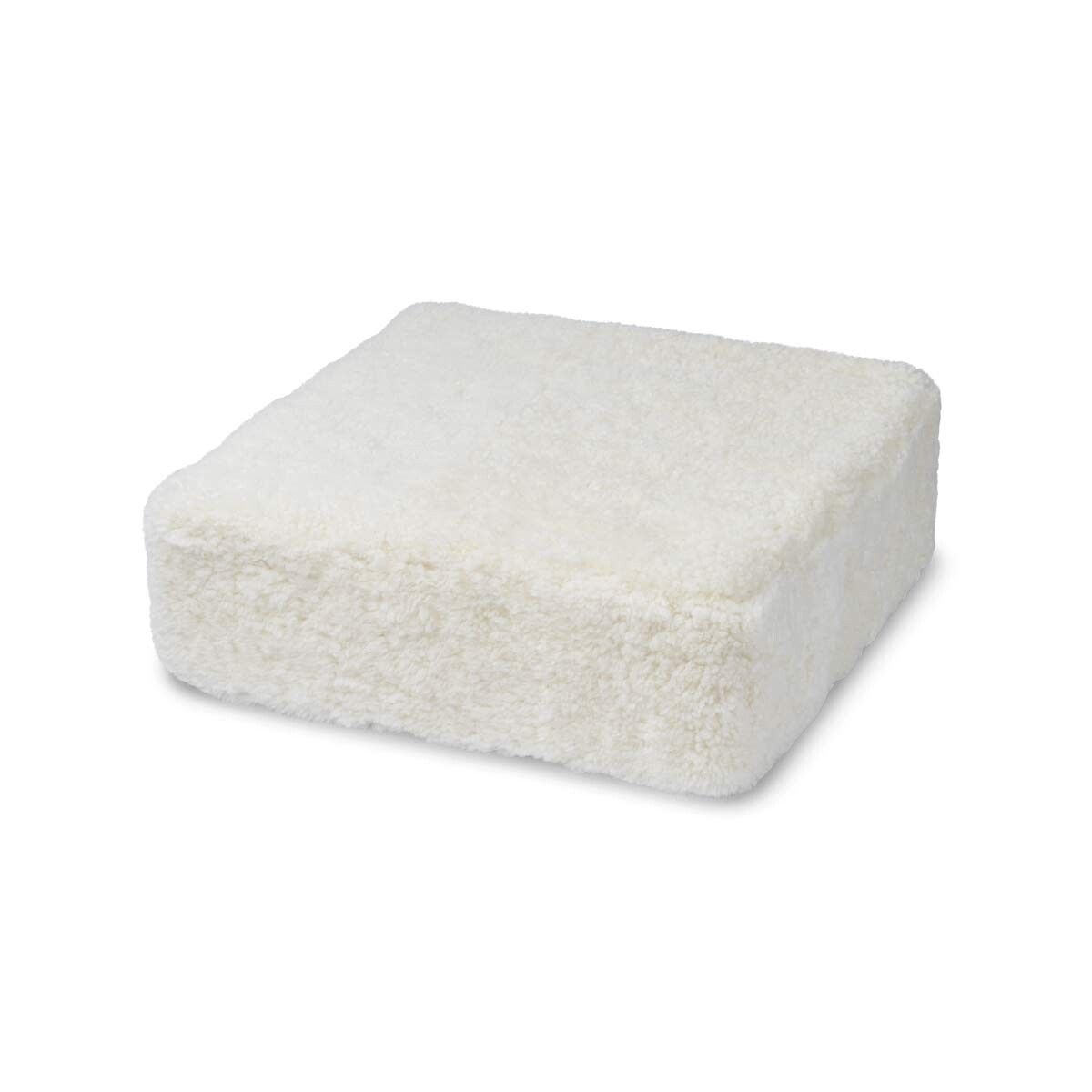Short Wool Curly Sheepskin Pouf