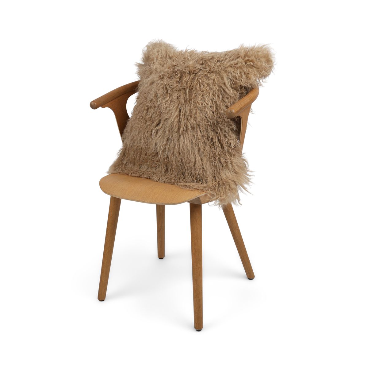 Coussin en peau de mouton tibétain | 50x50 cm Sable Taupe