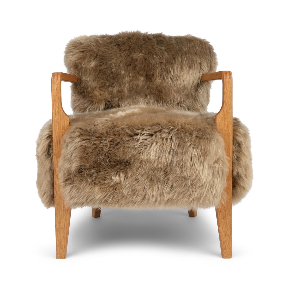 Fauteuil lounge Lina | Peau de mouton de Nouvelle-Zélande | Poils longs Taupe