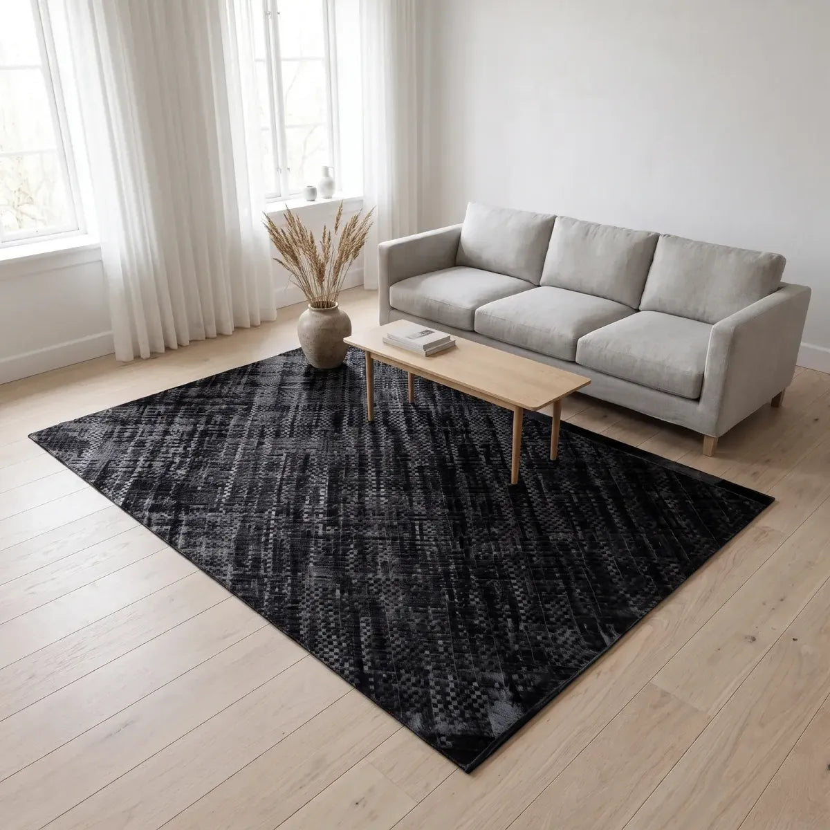 Tapis Design en Peau de Vache Noire | Brésil | 200x300 cm | 170x240 cm