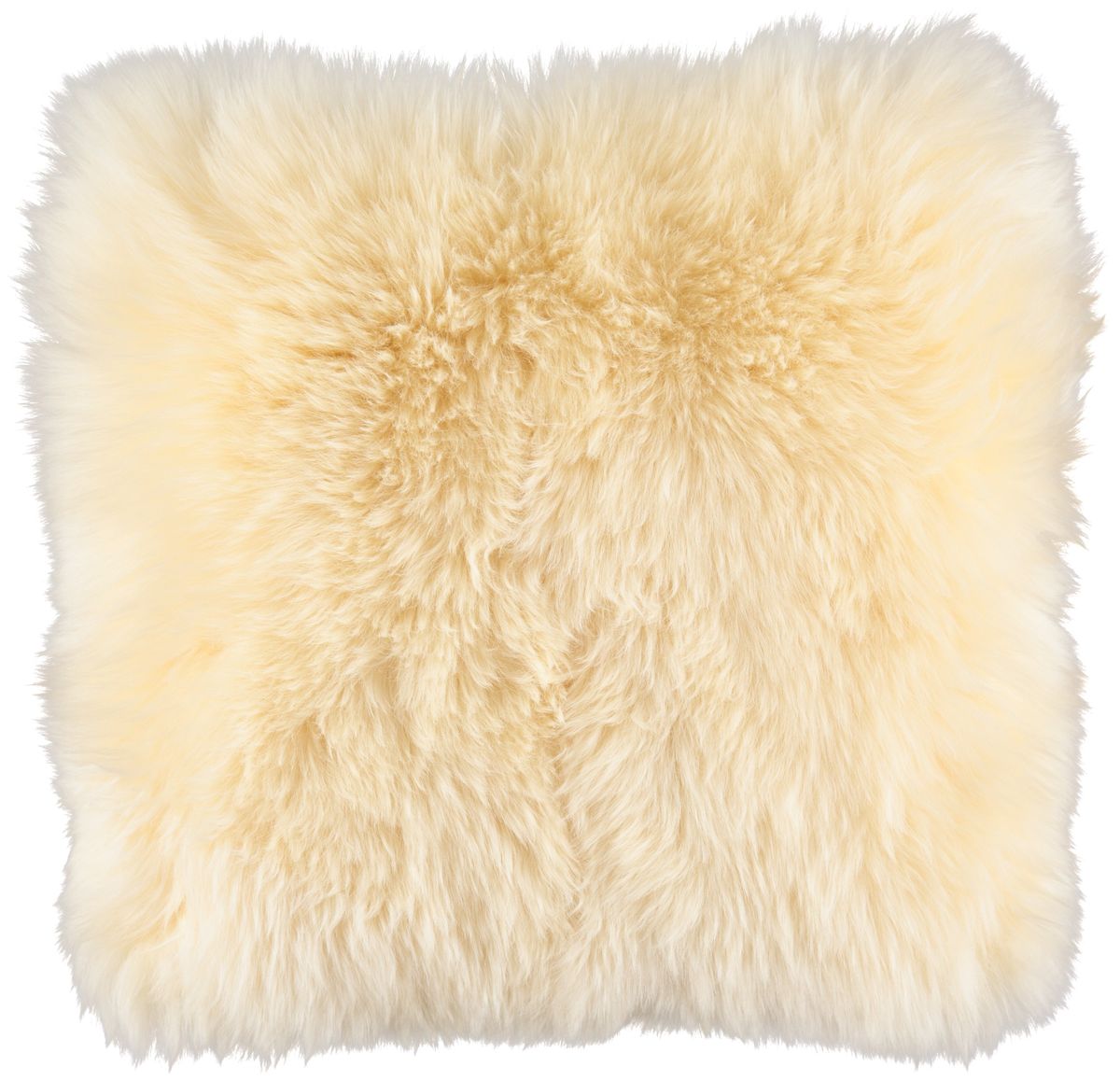 Coussin en peau de mouton longue laine | 35x35 cm Miel Léger