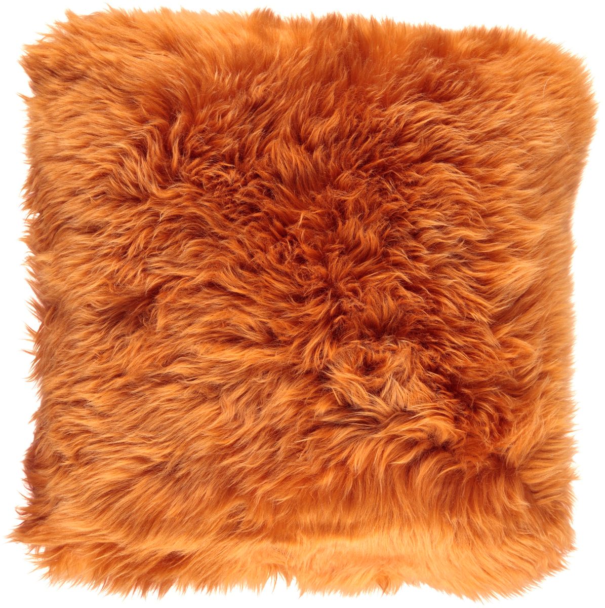 Coussin en peau de mouton longue laine | 35x35 cm Rouille