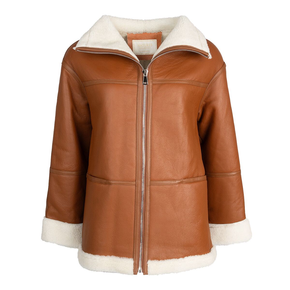 Veste Karina Cuir brun/ivoire
