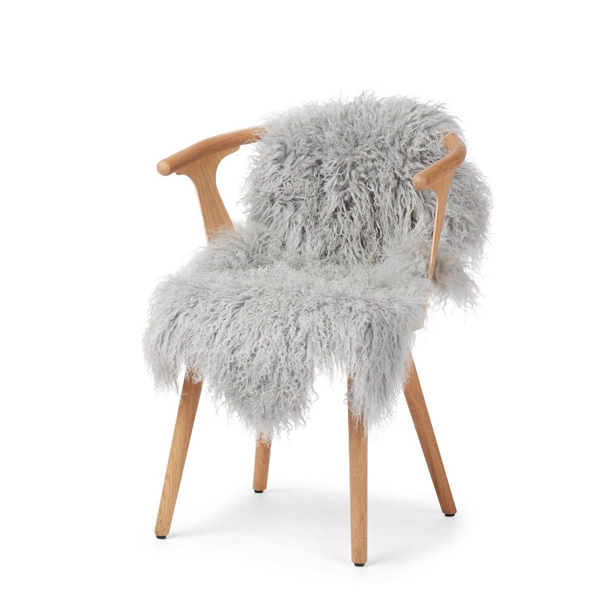 Peau de mouton tibétaine bouclée | 85 × 50 cm Gris Léger