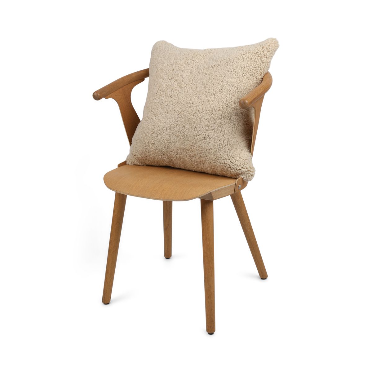 Coussin en peau de mouton | Laine courte | Nouvelle-Zélande | 50x50 cm Beige
