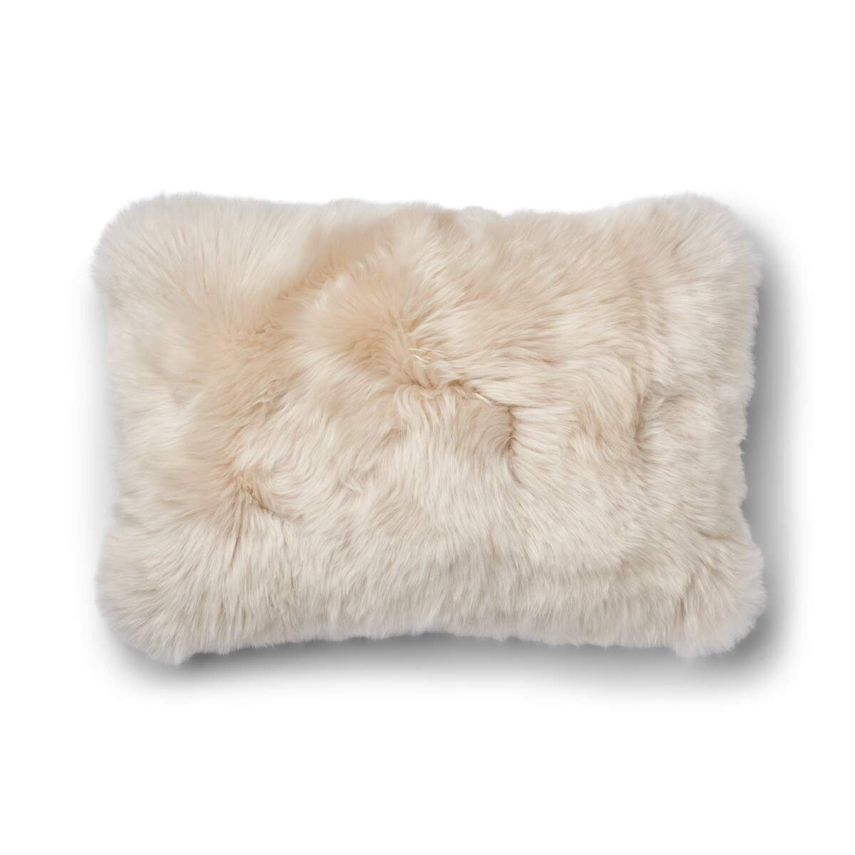 Coussin une face | Laine longue | 52×52 cm | 34x52 cm Sable-Beige/Pearl