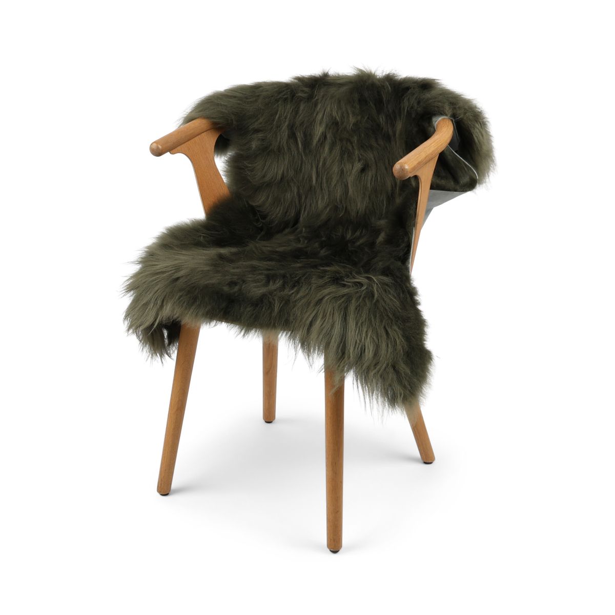 Peau de mouton tibétaine | Bouclée | Vert/Marron | 100x60 cm