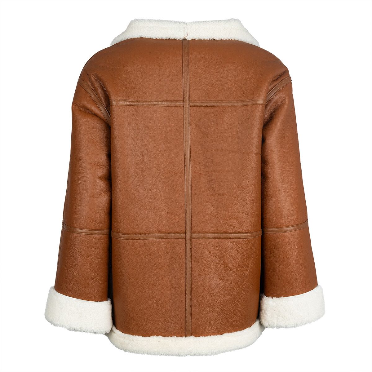 Veste Karina Cuir brun/ivoire