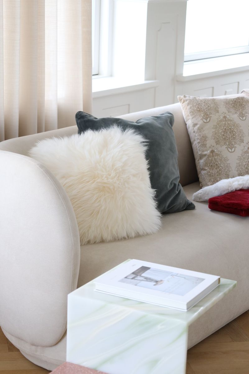 Coussin en peau de mouton longue laine | double face | 56x56 cm | 40x40 cm Linge
