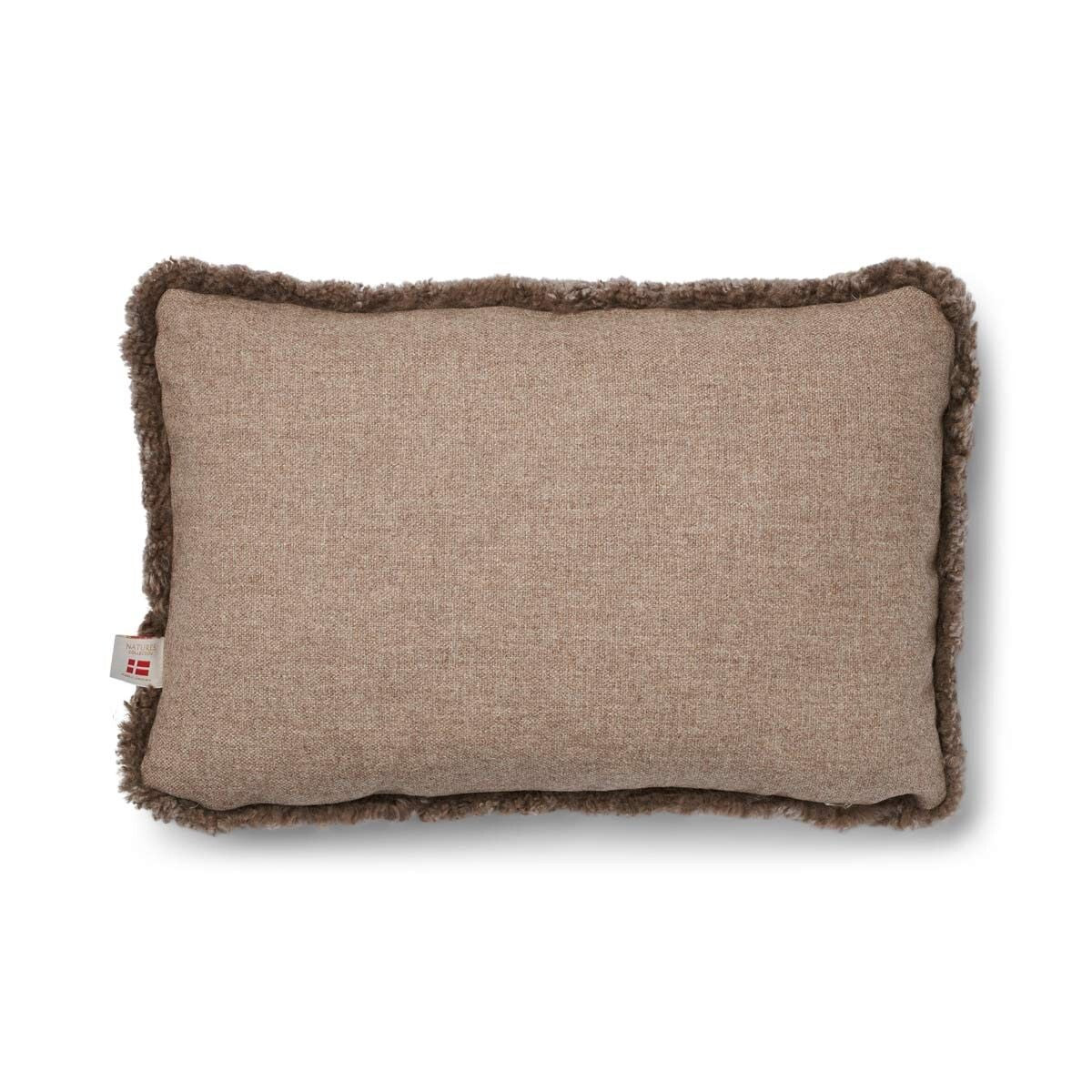 Coussin en laine courte de mouton - 52x52 cm Beige/Taupe