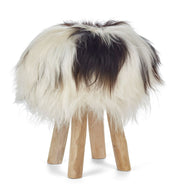 Tabouret Theo + housse | Pieds en chêne | Peau de mouton de Mongolie