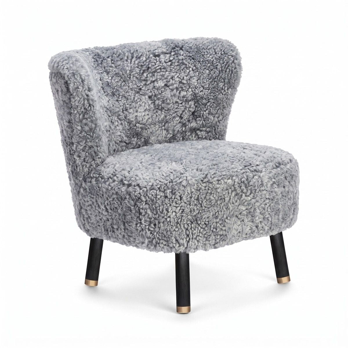 Fauteuil lounge Emil | Laine courte Gris Léger