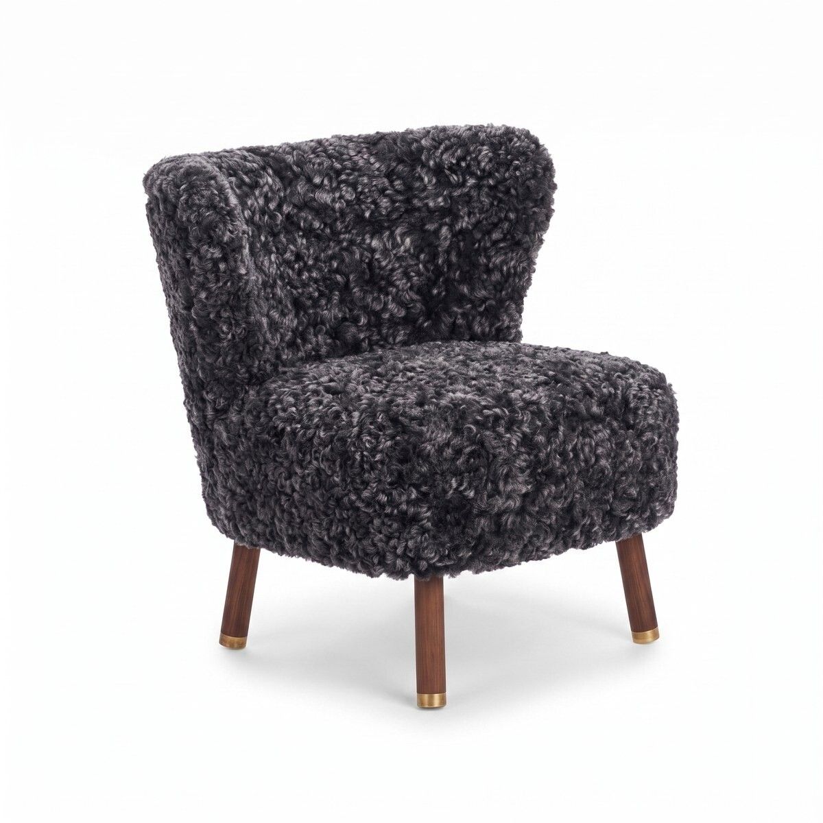 Fauteuil lounge Emil | Laine courte Anthracite