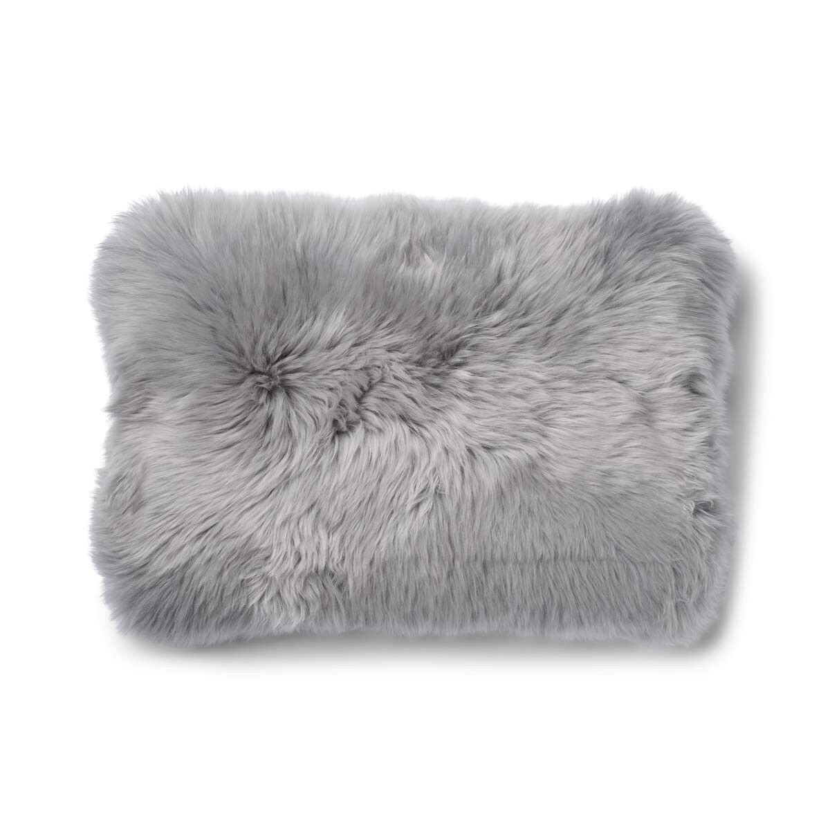 Coussin en peau de mouton longue laine - 52x52 cm | 34x52 cm Pierre/Gris clair