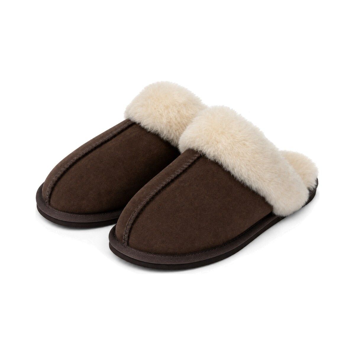 Chausson bouclé duveteux Chocolat